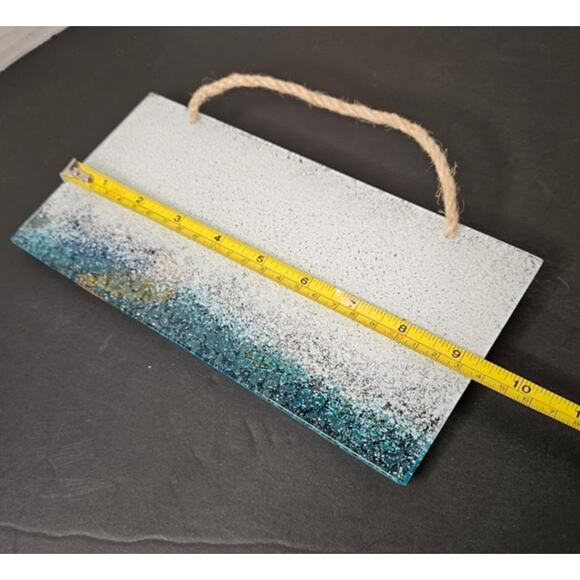 VTG WELCOME lake boat Glass Hand painted 9"x5" rope hanger Maritime Living Sea - Picture 6 of 6